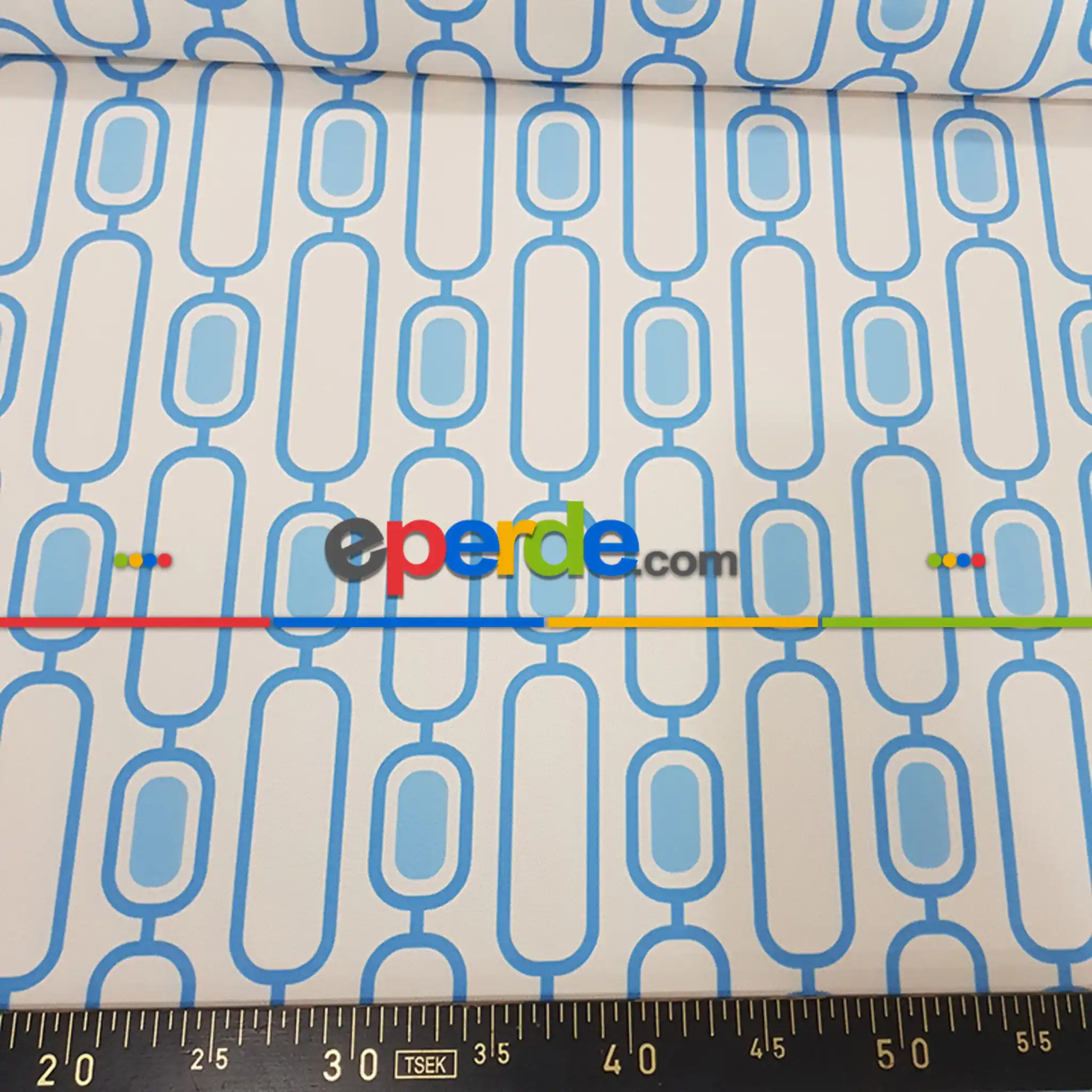 Geometrik Desenli Fon Perde Evm206e _g - Kumaşı Kalındır Duck Bezi Değildir.- Lacivert-Mavi-Beyaz