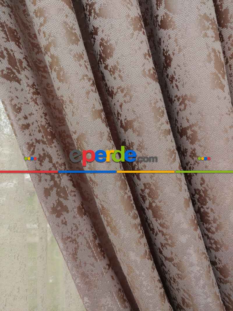 Pudra Düz Jakar Fon Perde - Pudra Pembe