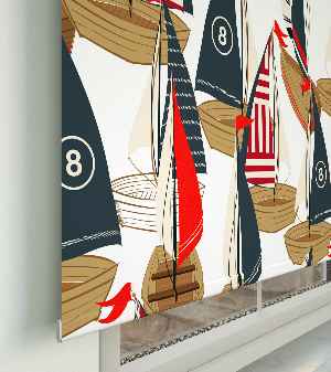 Denizci Desenli Baskılı Stor Perde- Çok Renkli