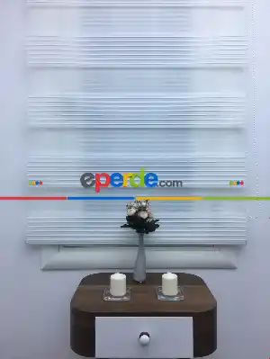 Beyaz Geniş Pliseli Zebra Perde- Beyaz
