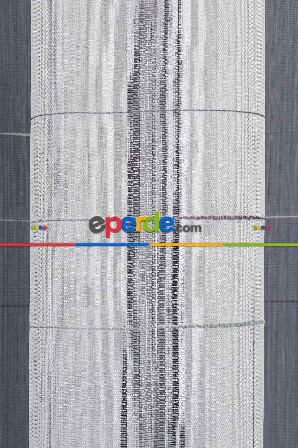 Salon Tül Modelleri - Bambu Zemin Geometri Nakış İşlemeli Tül Perde