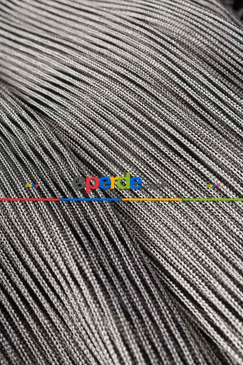 Salon Tül Modelleri - Luka Ekru-siyah Düz Tül Perde Ütü İstemez