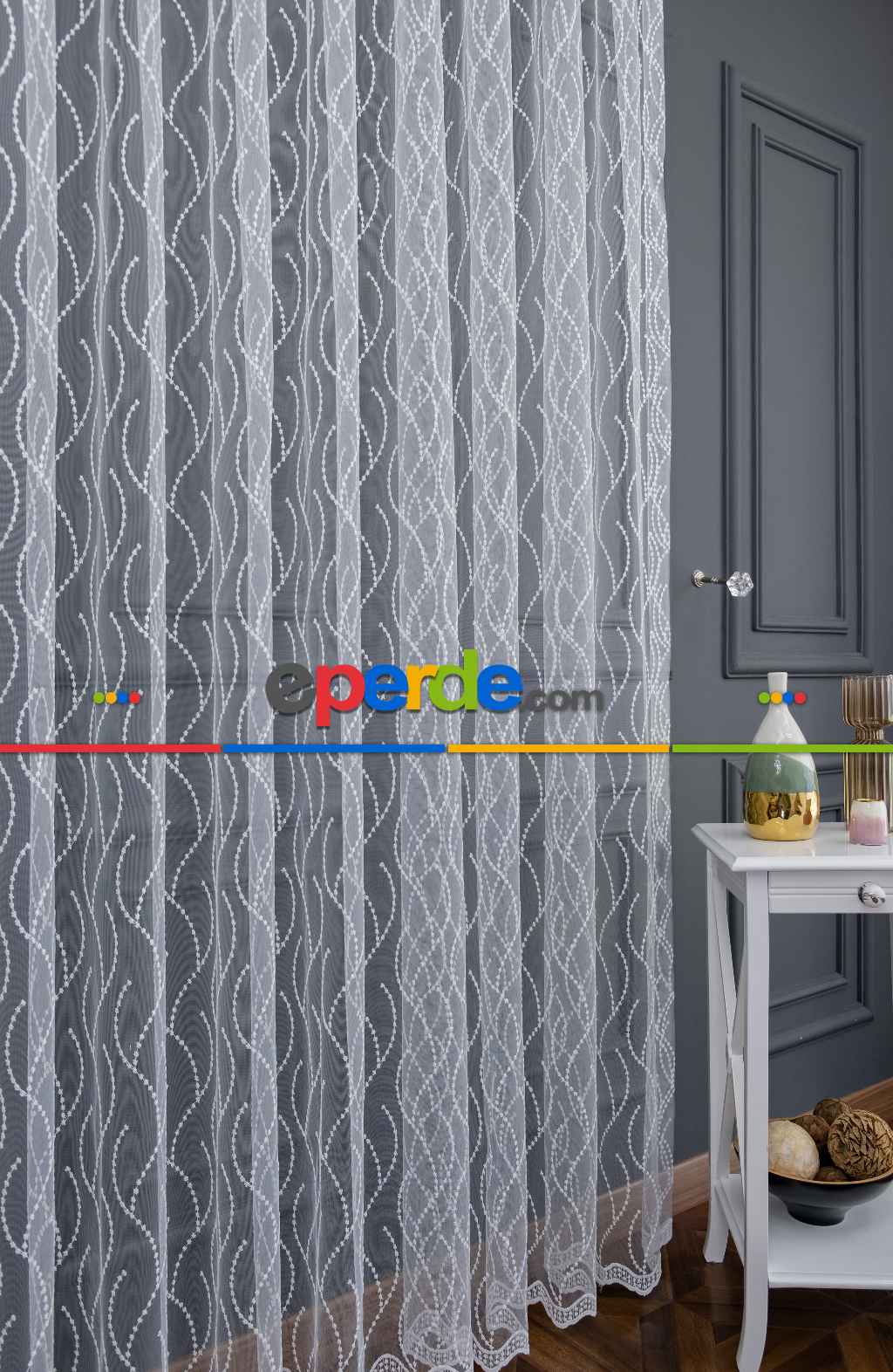 Yatak Odası - Brode Sarmaşık Desen Tasarım Tül Perde Yeni Model Tül