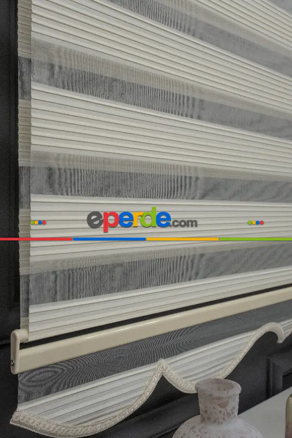 100x200 Hazır Krem Dar Plise Zebra Perde