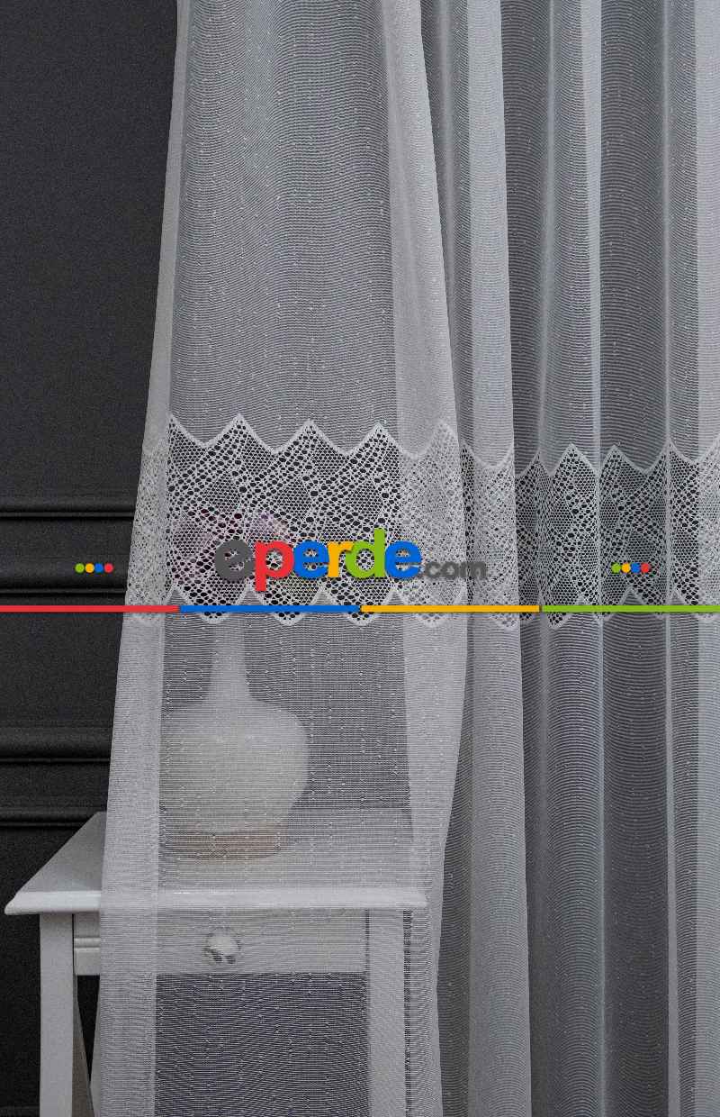 Salon Tül - Taç Ara Bant Örme Entel Desen Tül