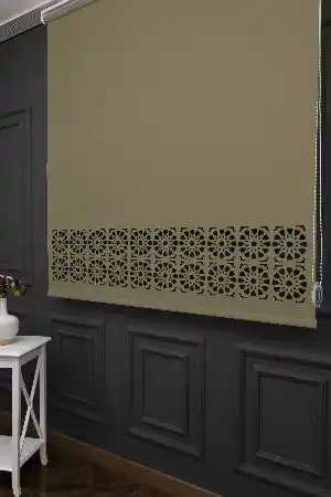 Bej Renk Lazer Kesim Mat Stor Perde (ister Düz - İster Lazer Kesimli Satın Alın)