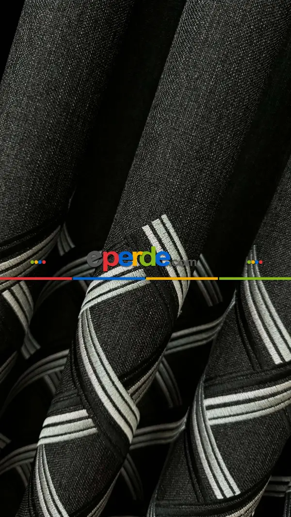 Chanan Gri Antrasit Pano Hasır Keten Jakar Dokuma Fon Perde