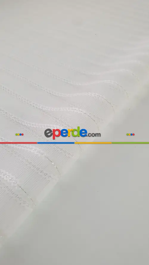 Çizgili Sim Çizgili Gümüş Metal Sim Çizgili Tül