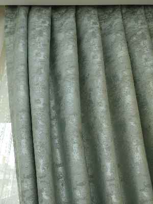 Patinedesenli Mint - Katyonik Jakar Fon Perde- Mint