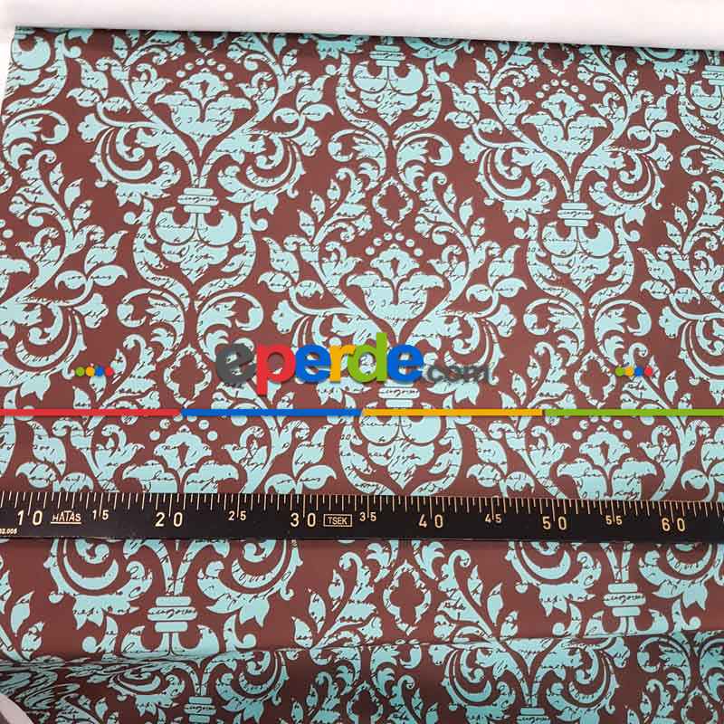 Damask Desenli Fon Perde Evm710 Kumaşı Kalındır Duck Bezi Değildir- Turkuaz