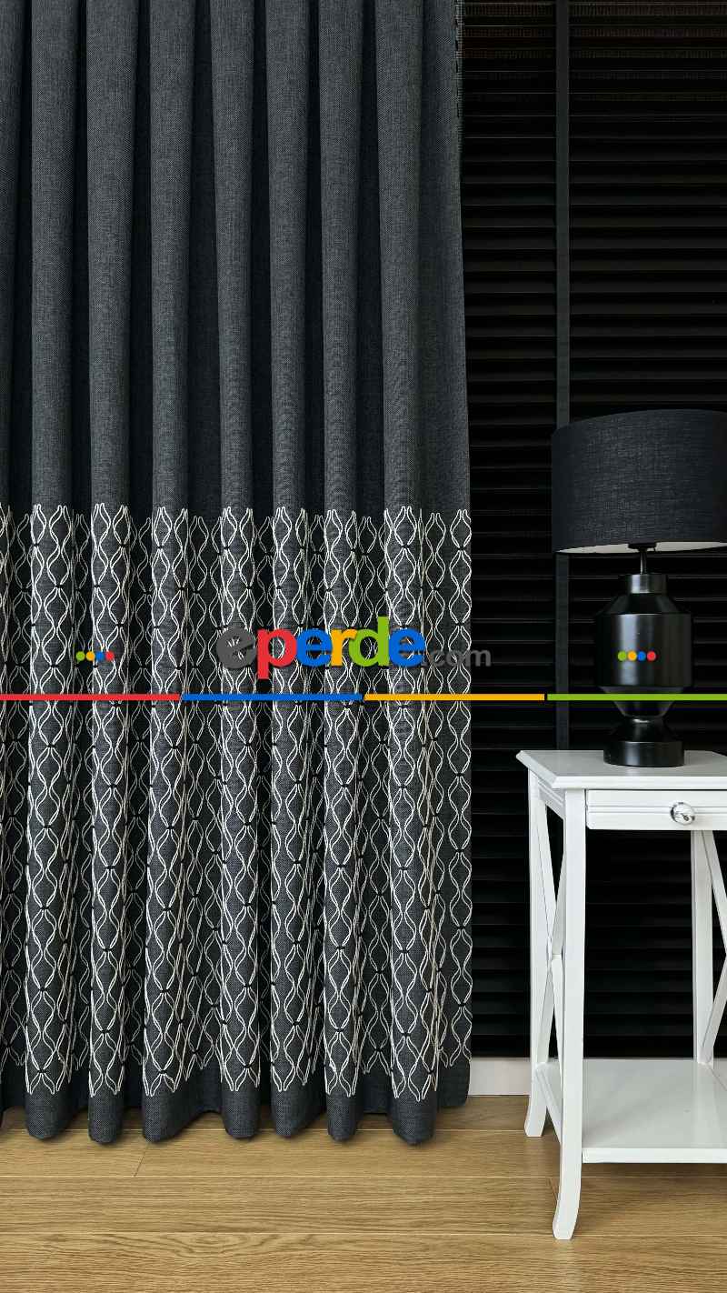 Antrasit Gri Füme Premium Keten Jakar Dokuma Pano Fon Perde - Gramajlı 2025