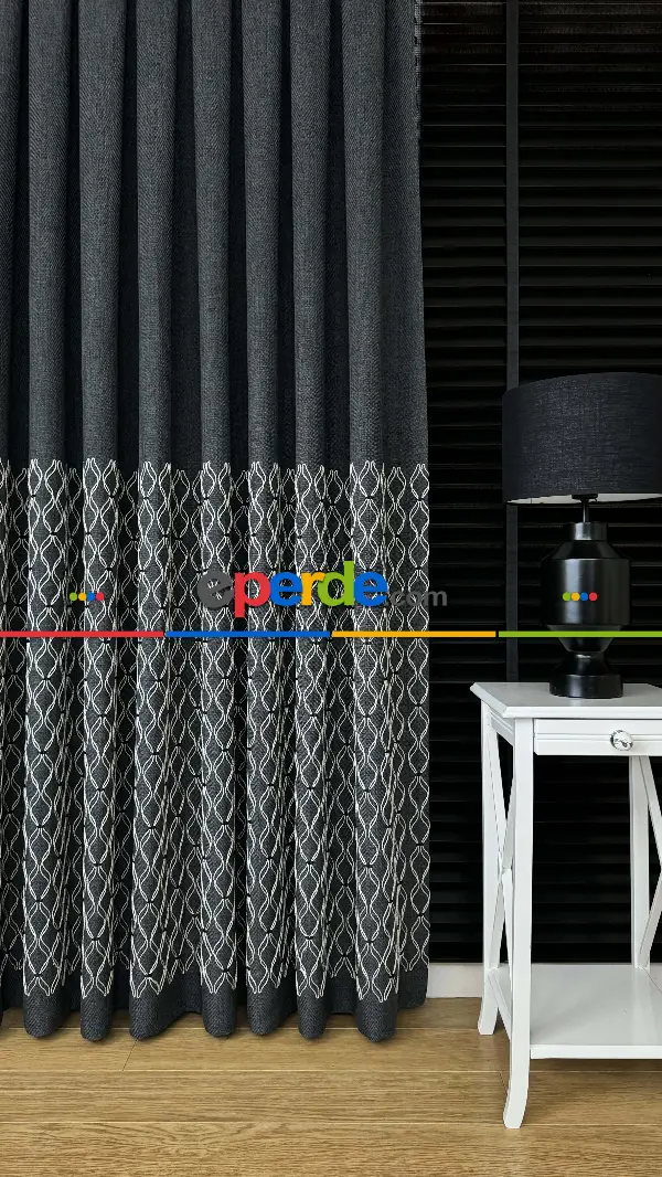 Antrasit Gri Füme Premium Keten Jakar Dokuma Pano Fon Perde - Gramajlı 2025