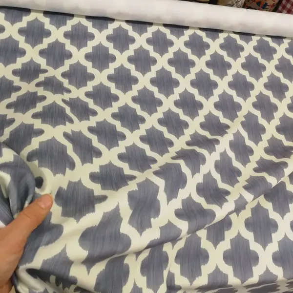 Geometrik Desenli Fon Perde Evm366 _g - Kumaşı Kalındır Duck Bezi Değildir.- Gri-füme-antrasit-beyaz