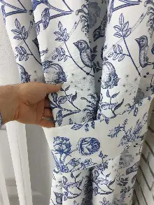 Yatak Odası - Kuş Desenli Fon Perde Evm580 Kumaşı Kalındır Duck Bezi Değildir- Beyaz