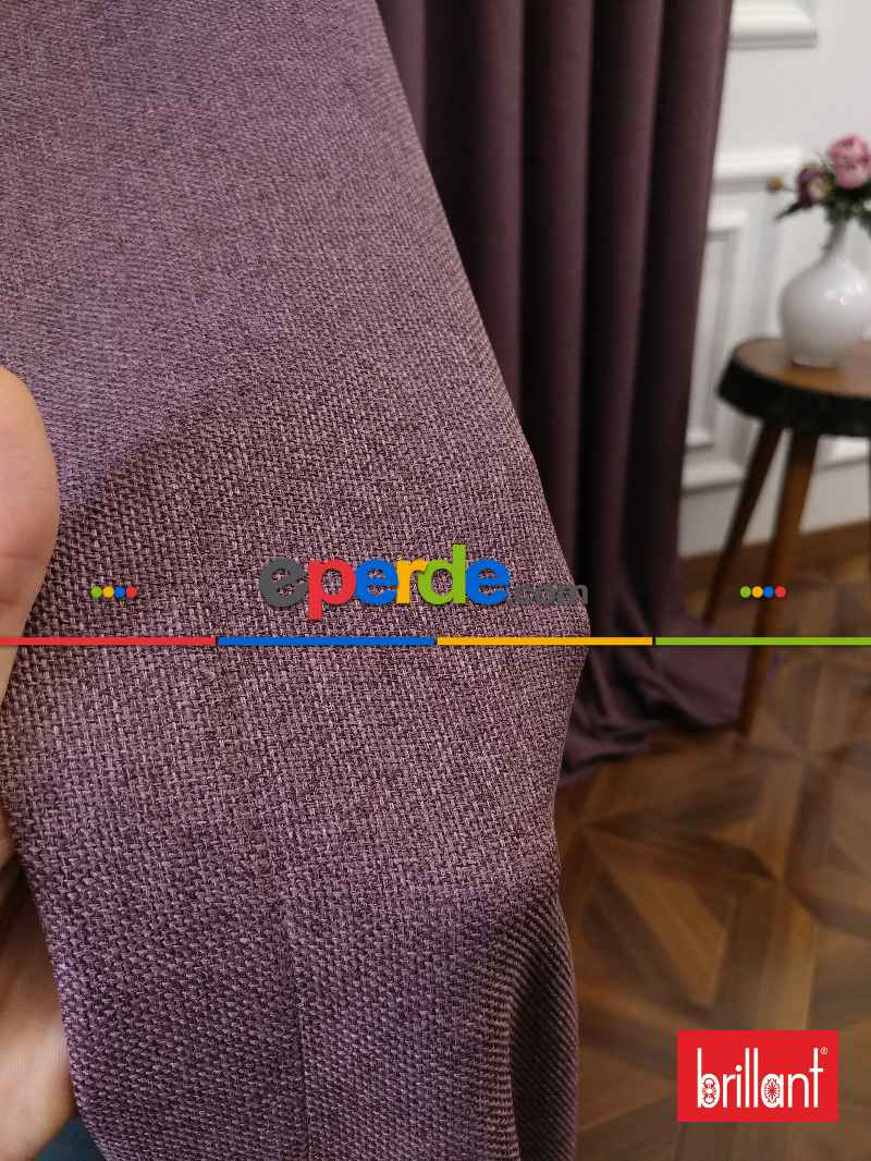 Brillant Keten Gül Kurusu Renk Düz Fon Perde - Gül Kurusu