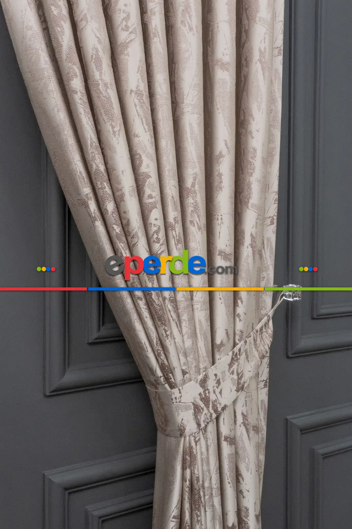 Jakar Dokuma Fon Perde Vizon Renk