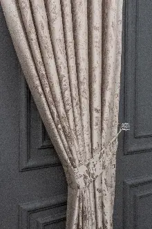 Yatak Odası Fon Jakar Dokuma Fon Perde Vizon Renk