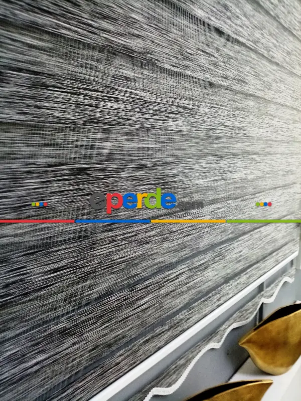 Bambu Zebra 2021 Sezonu Siyah-gri Kırçıllı A Kalite Bambu Zebra Perde- Siyah