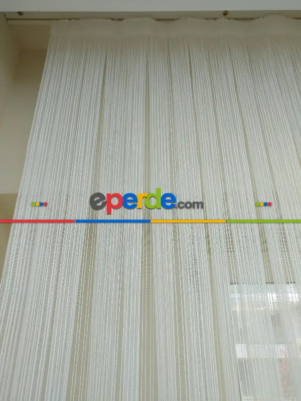 Zincir Desenli Düz Armür Tül Perde 2021- Ekru - Kurşunlu Tül