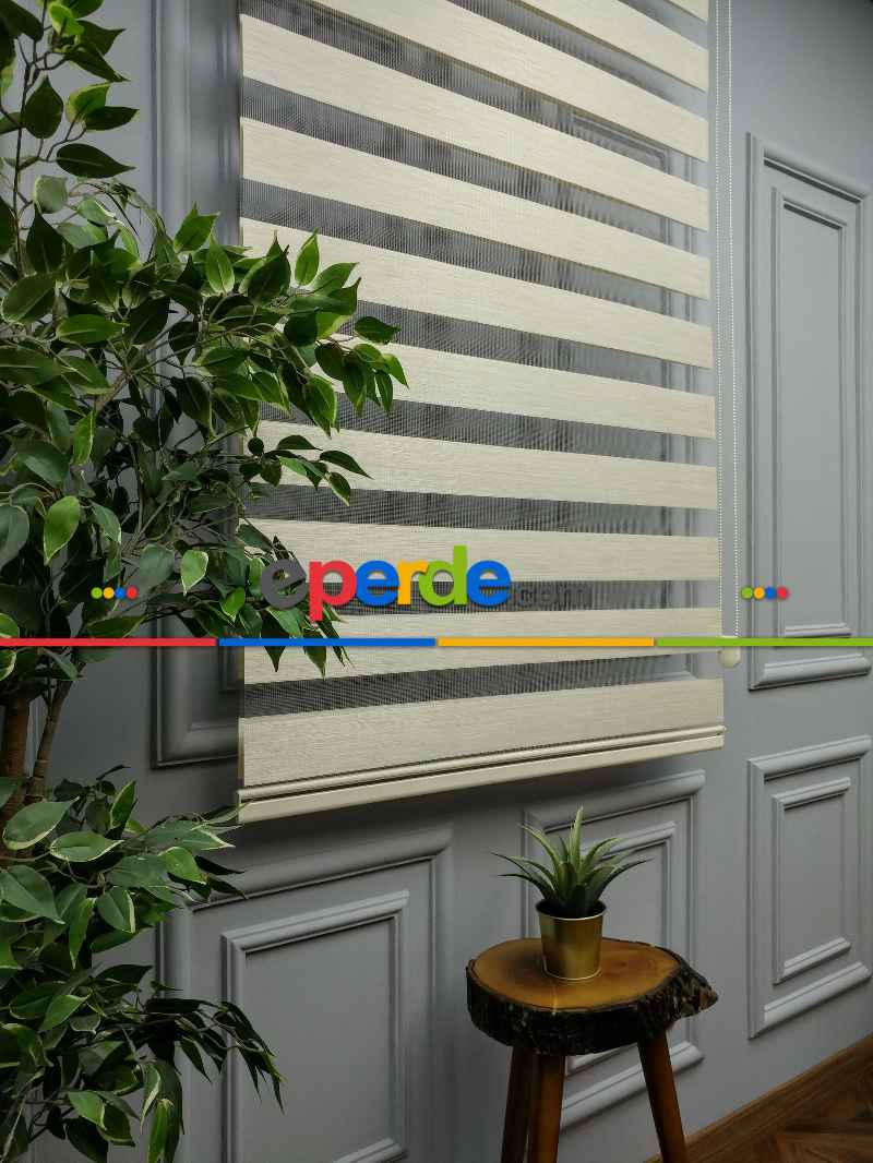 2025 Sezonu - Zebra Perde - Bambu Zebra Perde- Bej-krem Açık