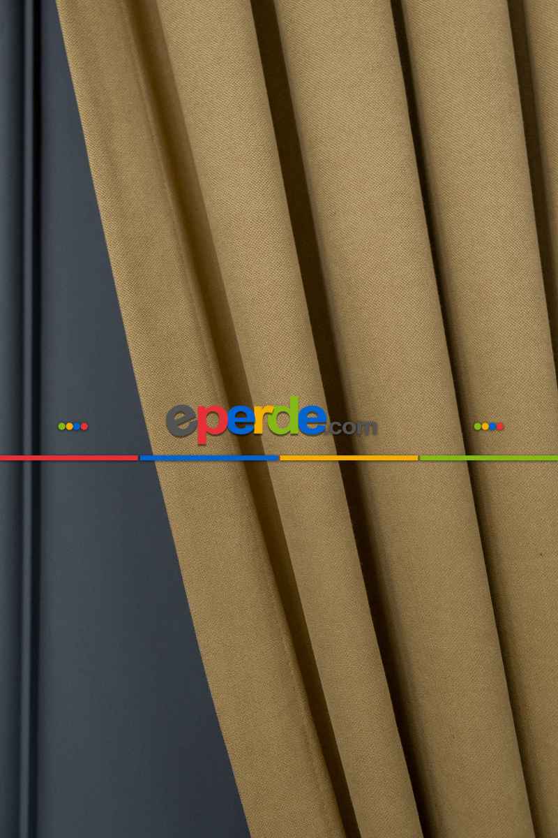 Bej Rengi Düz Fon Perde En Dökümlü Fon Perde 12490