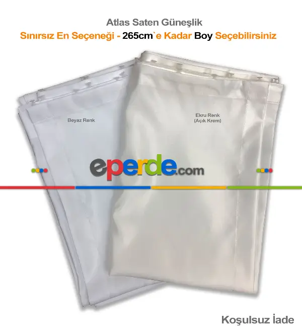 Beyaz Ve Krem Atlas Saten Güneşlik- Beyaz-ekru