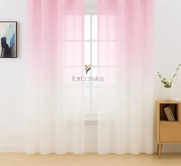 Pembe Üstden Renk Geçişli Tül Perde