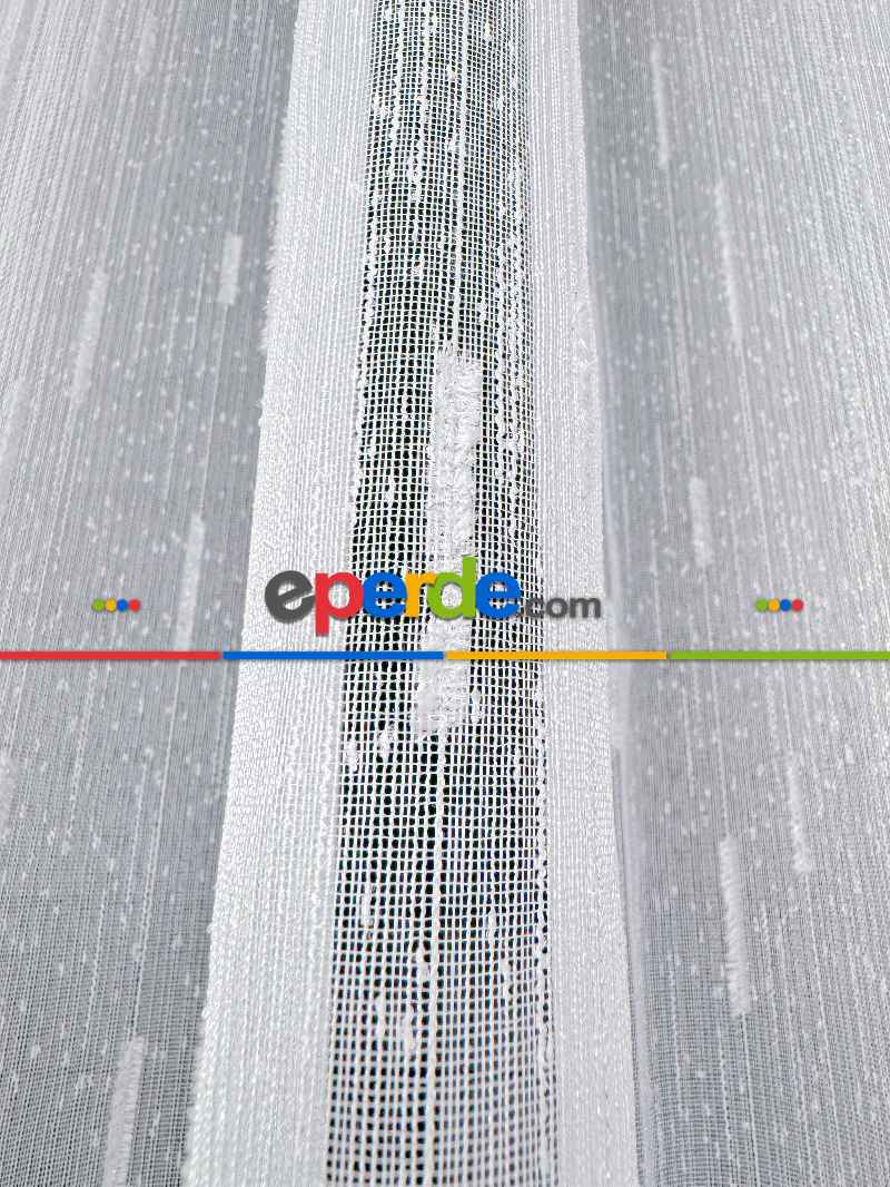 Mutfak Sakallı Şantuk Tül Perde - Gümüş Simli Ekru Zemin - Ürün Videosu Açıklamada Vardır