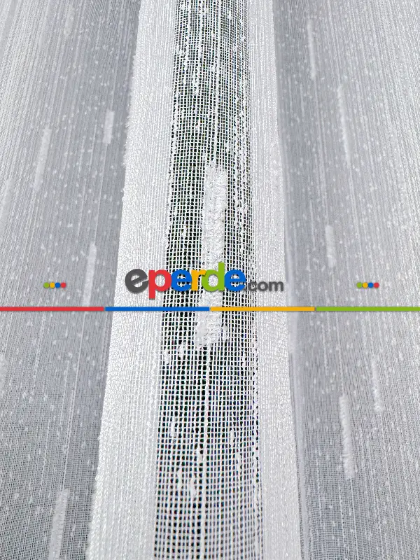 Salon Sakallı Şantuk Tül Perde - Gümüş Simli Ekru Zemin - Ürün Videosu Açıklamada Vardır