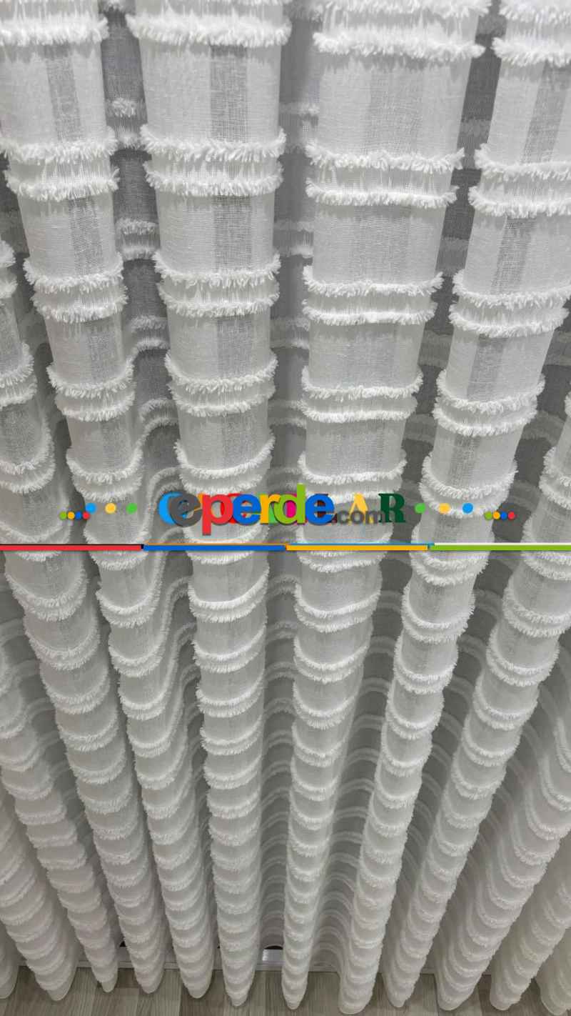 Bambu Foldet Keten Zemin Ağır Gramajlı Puffy Özel Nakışlı Tül Perde