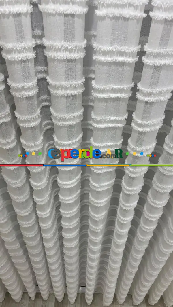 Bambu Foldet Keten Zemin Ağır Gramajlı Puffy Özel Nakışlı Tül Perde