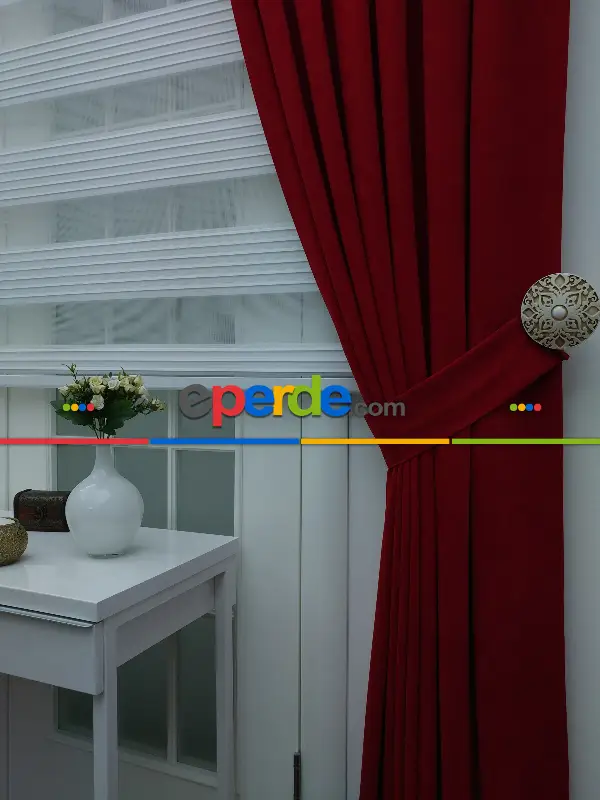 Salon Fon - Kırmızı Düz Fon Perde ( 280 Eninde )- Kırmızı