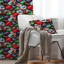 Genç Odası - Kapak Desenli Fon Perde Evim435 Kumaşı Kalındır Duck Bezi Değildir- Mavi-beyaz