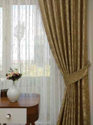 Patine Desenli Sütlü Kahve - Katyonik Jakar Fon Perde- Sütlü Kahve