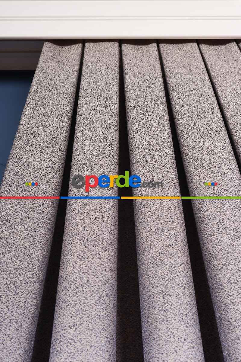 Yatak Odası Fon Perde - Vizon - Lacivert Pano Fon Perde