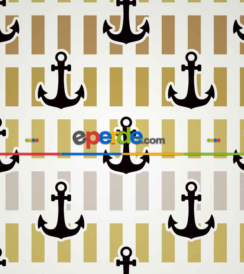 Çocuk Odası Stor Perde - Çapa Baskılı Stor Perde- Siyah-Mavi-Sarı-Beyaz