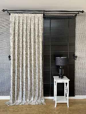 Bej Açık Kahve Desenli Jakar Fon Perde (285 En)- Kahve Açık