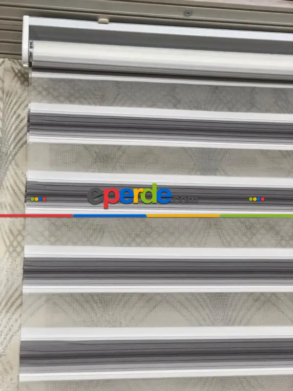 Mutfak - Jakarlı Zebra Perde Bdz-03- Gri-füme-antrasit-krem Açık