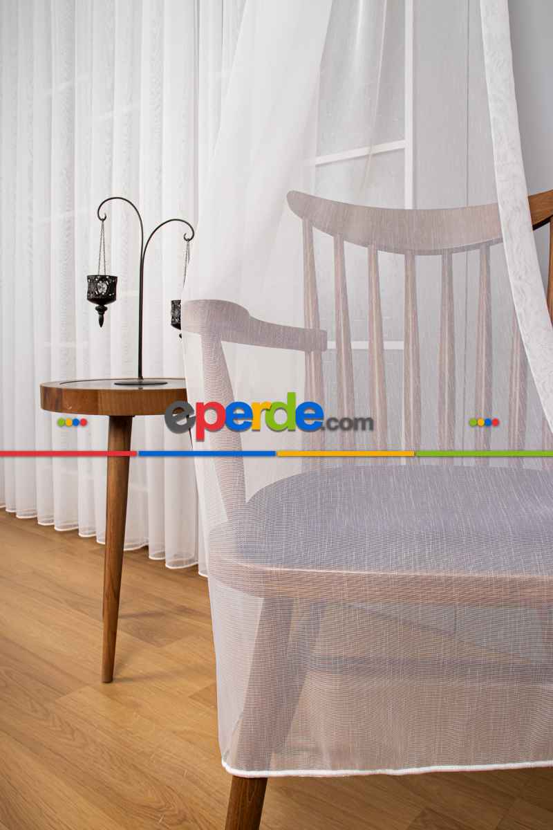 Salon Tül Perde - Hafif Keten Armür Tül Kampanyalı Fiyat !! Ekru Renk Kırık Beyaz- Ekru