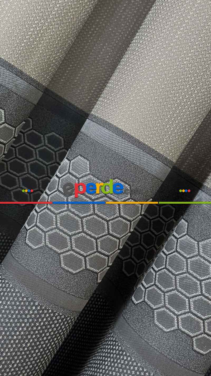 Bej Gri Jakar Dokuma Pano Fon Perde