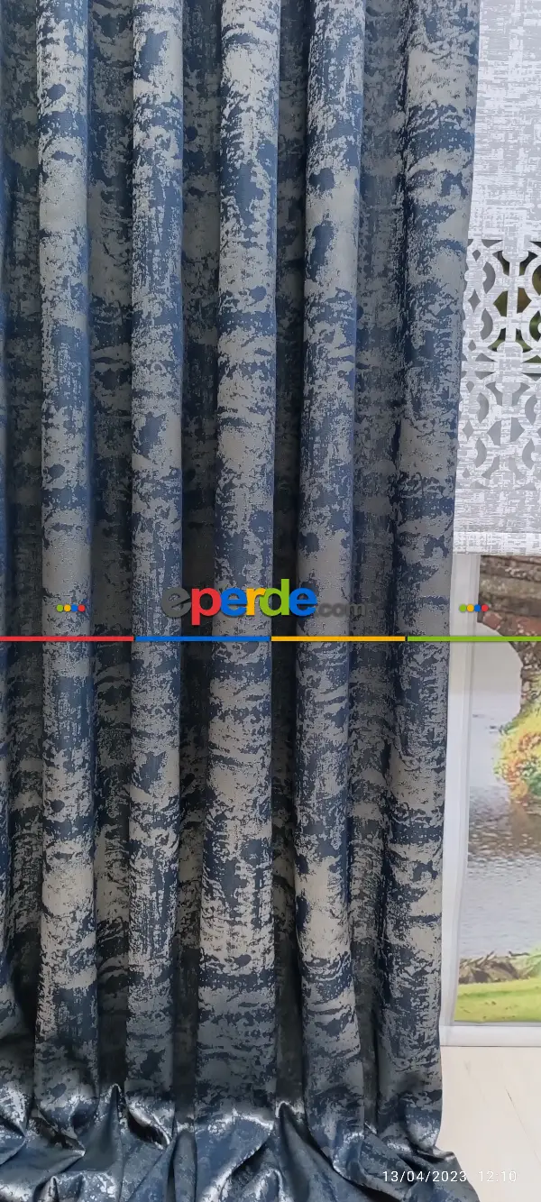 Yatak Odası - 2023 Elit Modern Desenli Fosforlu İplik Dokuma Fon Perde - 3