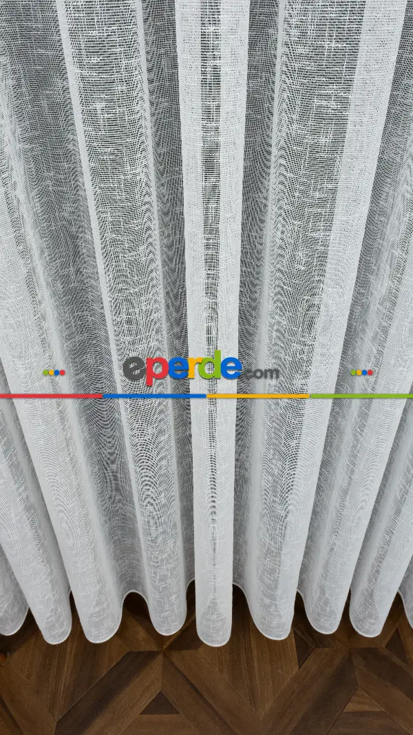 Favori Dolgulu Keten Yüksek Gramajlı Tül- Ekru