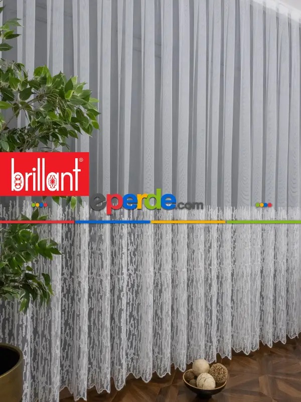 Brillant Farbateks Dikim Dina Işlemeli Geniş Desen Etek Tül Perde