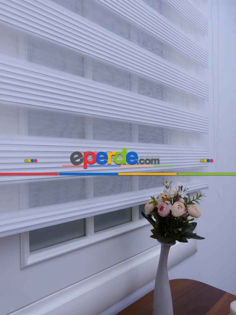 Zebra Perde - Beyaz - Dar Plise Model- Beyaz