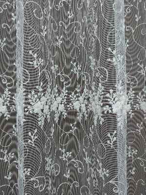 Brode İşlemeli Nakışlı Tül Perde- Ekru