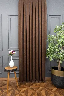 Sütlü Kahve Düz Fon Perde En Dökümlü Fon Perde