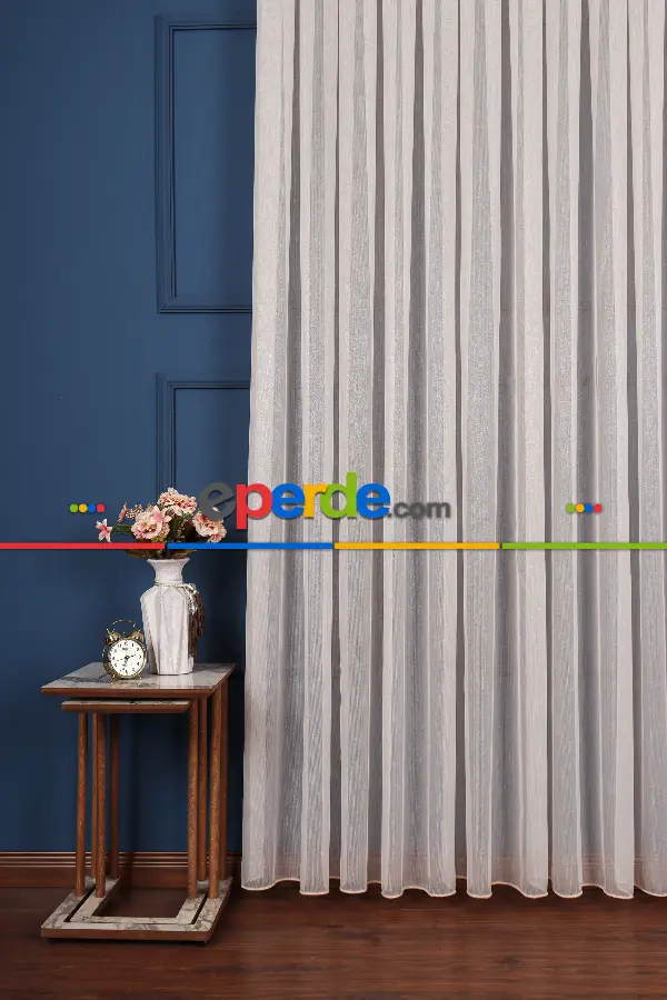 Krem Düz Tül Perde