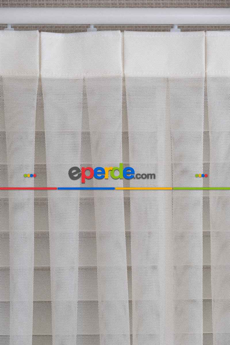 Bebek Odası Tül Perde - Krem Düz Tül Perde Grek Zemin