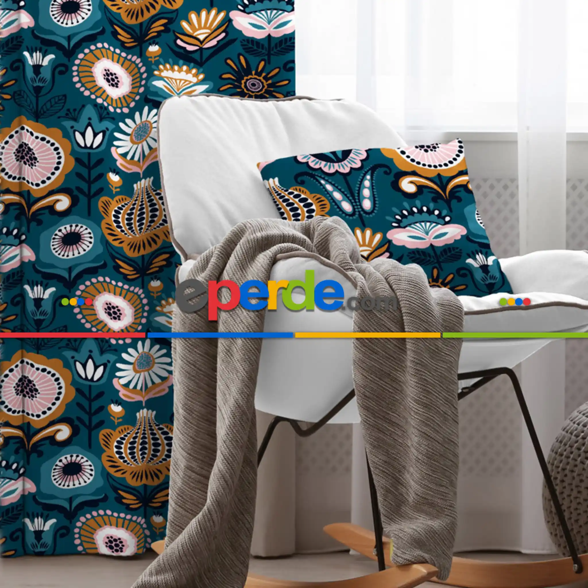 Etnik Fon Perde Evim2032-3 Kumaşı Kalındır Duck Bezi Değildir