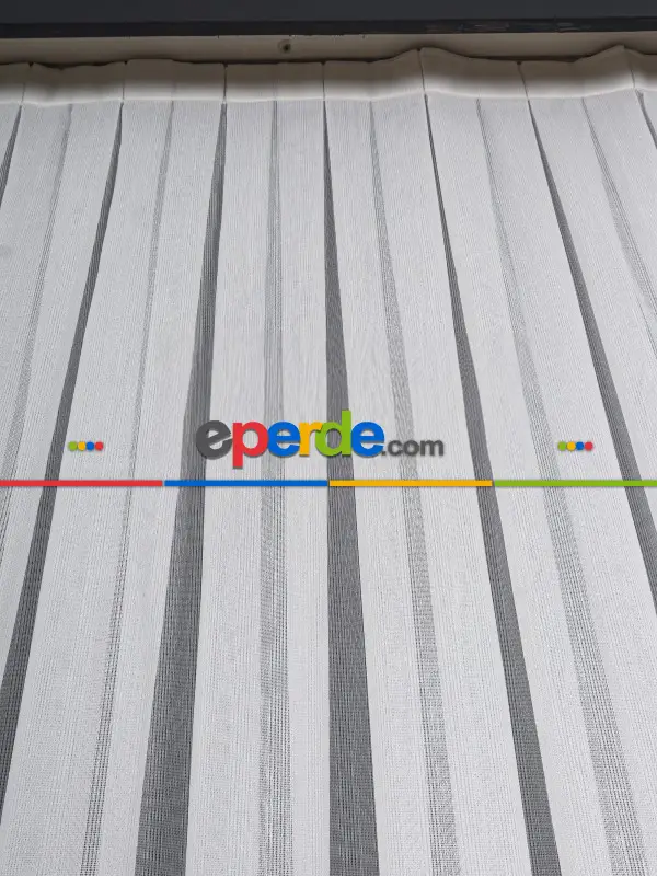 Ozi Yeni Sezon Çizgili Örme Tül Perde